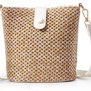 Straw Crossbody Bag for Women Handmade Rattan Shoulder Bags Beach Summer Handwov